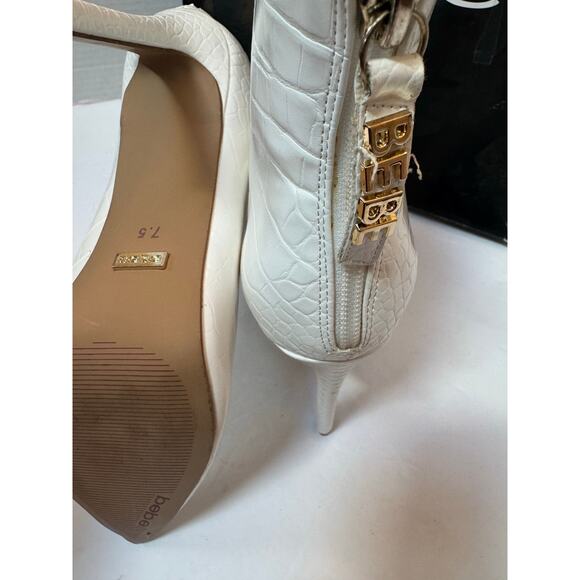 Bebe women's Dasha Stiletto Booties WHITE CROC FAUX   7.5m - Picture 5 of 10